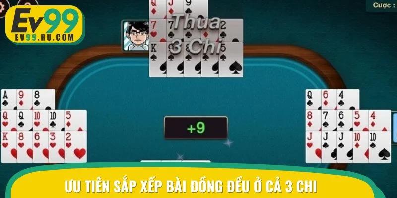 Ưu tiên sắp xếp bài đồng đều ở cả 3 chi